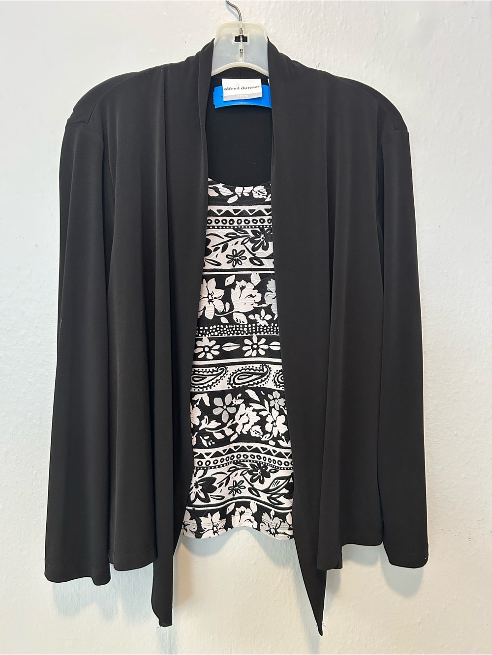 Alfred Dunner Black Open-Front Draped Jacket
